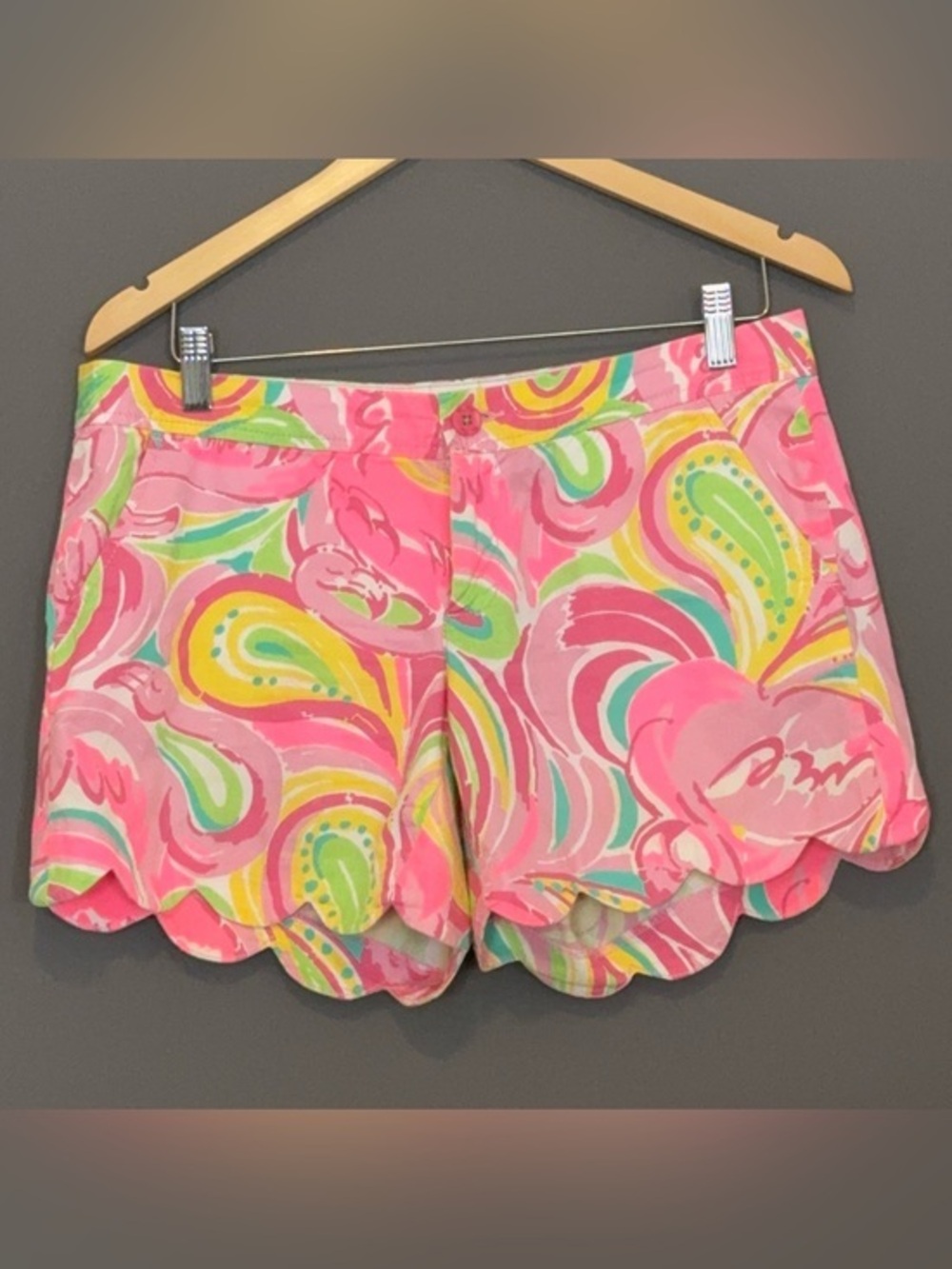 Lilly Pulitzer The Buttercup Scallop Hem Shorts Pink Green Size 6